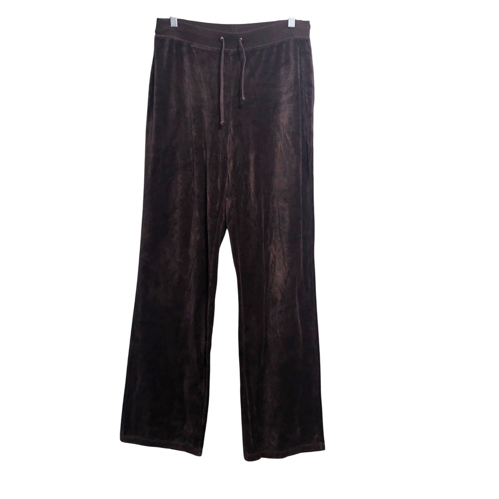 Chadwicks Brown Velour Wide Leg Lounge Pants Drawstring Tall Medium MT